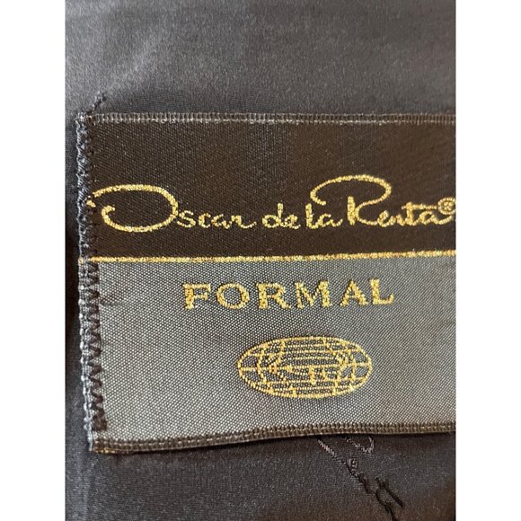 Oscar Dela Renta  Mens Tuxedo Jacket Double Breasted Black Polyester Blend - Picture 15 of 16